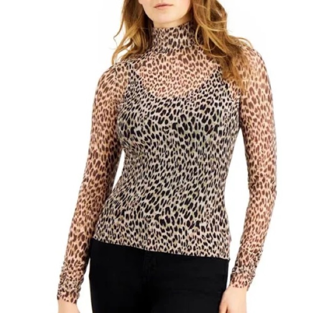 Sheer Animal Print Long Sleeve Top Small Love Fire